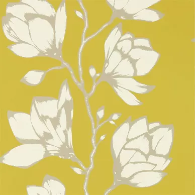 Lustica randig blommig tapet på en gul bakgrund image