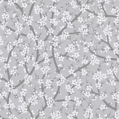 Sandudd Oratuomi blommatapet på gråa bakgrund med vita blommor passar bra till sovrum image