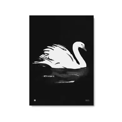 Swan Joutsen kaunis mustavalkoinen lintujuliste Teemu Jarvi Illustrations image
