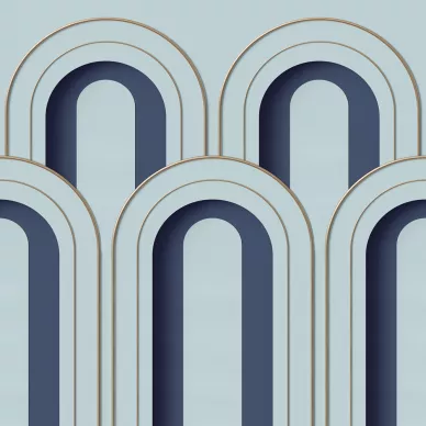 Arch Deco sininen graafinen muraltapetti Rebel Wallsilta R16102 image