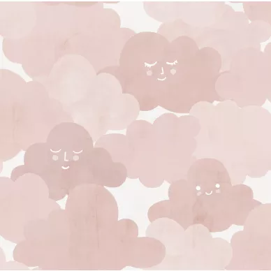 Happy Clouds roosa pilvitapetti Rebel Wallsilta R18141 kuva