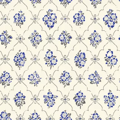 Lovisa valkoinen sininen kukkatapetti perinteisella tyylilla Durolta 040 01 kuva