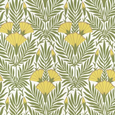 Floral Fanfare vihrea keltainen kukkatapetti 1838 Wallcoveringsilta 2311 171 01 kuva