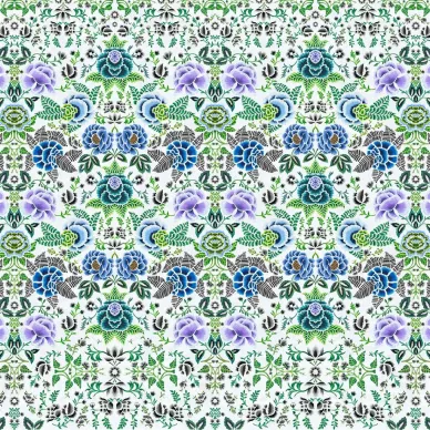 Rose De Damas sininen vihrea kukkatapetti Designers Guildilta PDG1168 01 kuva