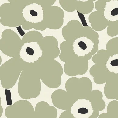 Marimekko Unikko 25900 harmaan vihrea kukkatapetti kuva