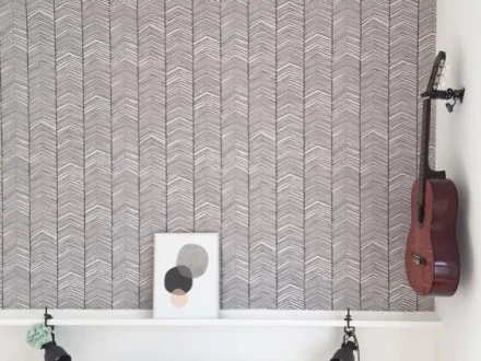 Dagens tapet - Grafiska svartvita Herringbone från Ferm Living